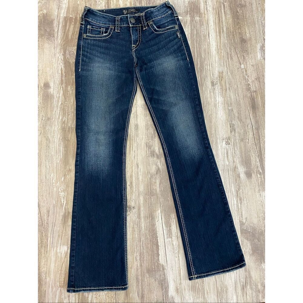 Silver SUKI Slim Boot Cut Jeans Mid Rise Embroidered Women’s Sz W27/L33